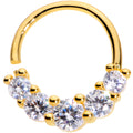 16G 3/8 Clear CZ Gem Cluster Gold Tone Closure Ring