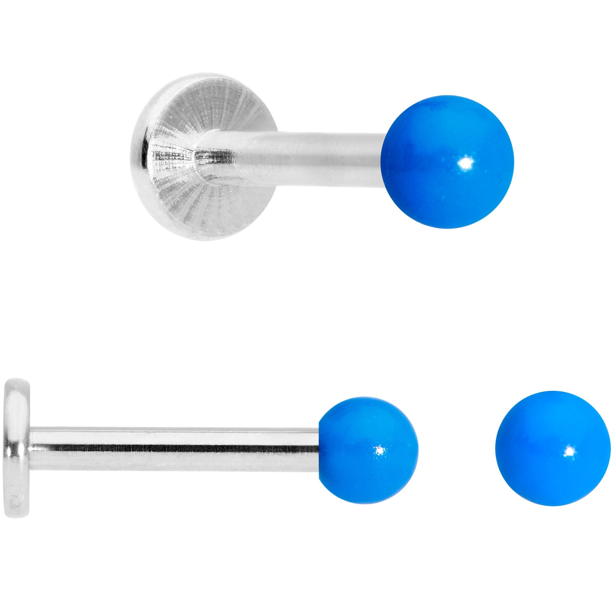16G 5/16 Blue Pink Yellow Glow Ball Labret Set of 3