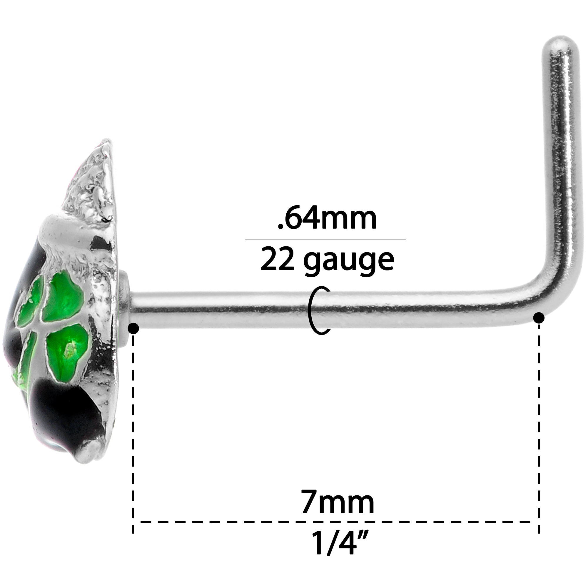 22G 5/16 St Patricks Day Pot O Gold L Shaped Nose Ring