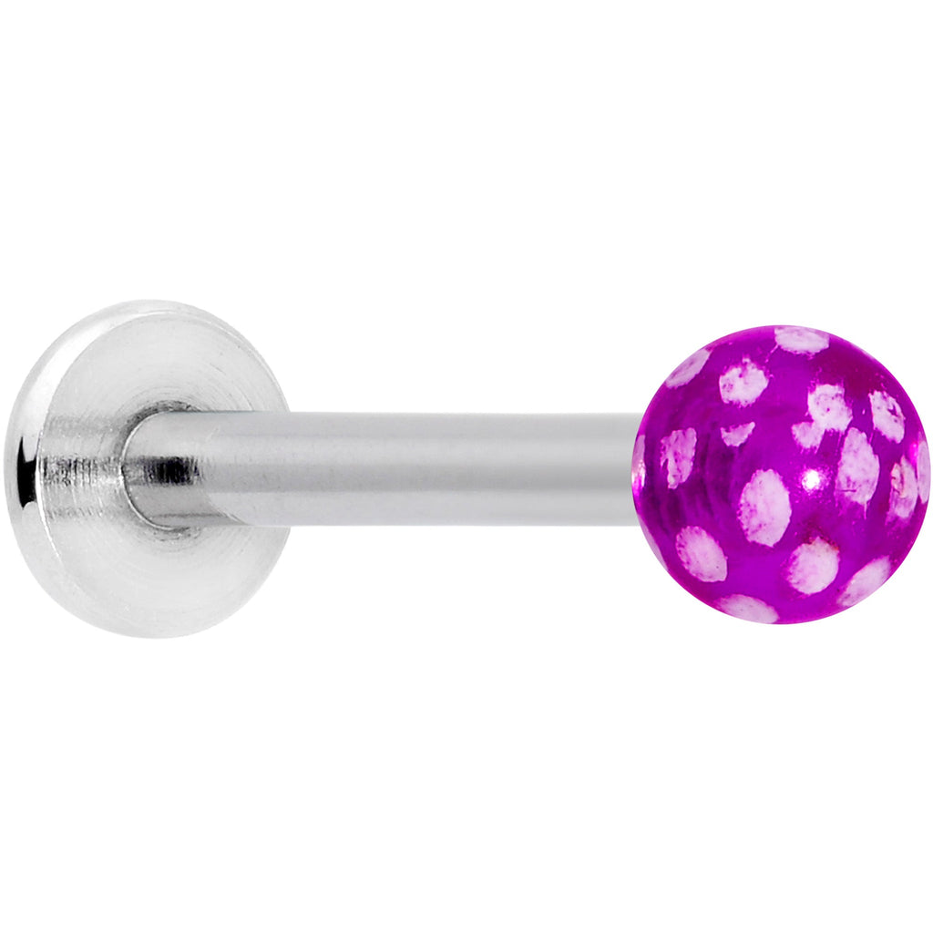 16G 1/4 Purple Polka Dot UV Reactive Acrylic Ball Labret Tragus