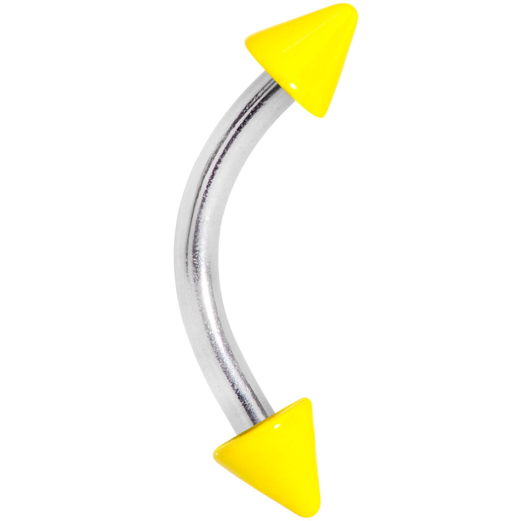 16G 5/16 Yellow Glow in the Dark Cone End Curved Eyebrow Ring