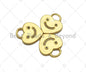 18K Dainty Gold Smiley Face On Heart Lock Shape Pendant/Charm, Necklace Bracelet Charm Pendant,15x13mm, Sku#LK233