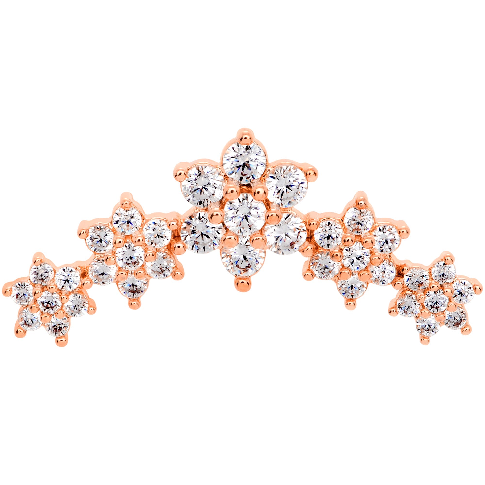 16G 5/16 Clear CZ Rose Gold Tone Floral Internal Thread Labret