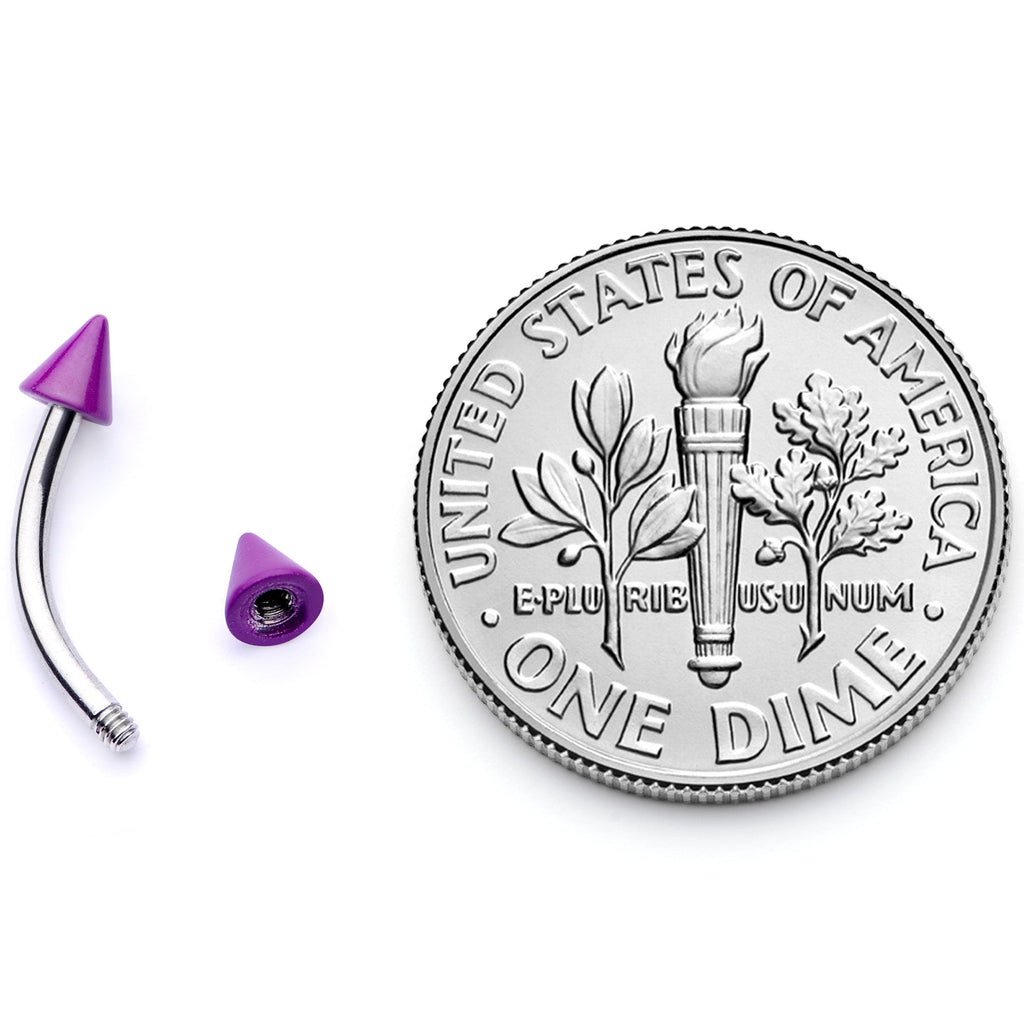 16G 5/16 Purple Cone End Curved Eyebrow Ring