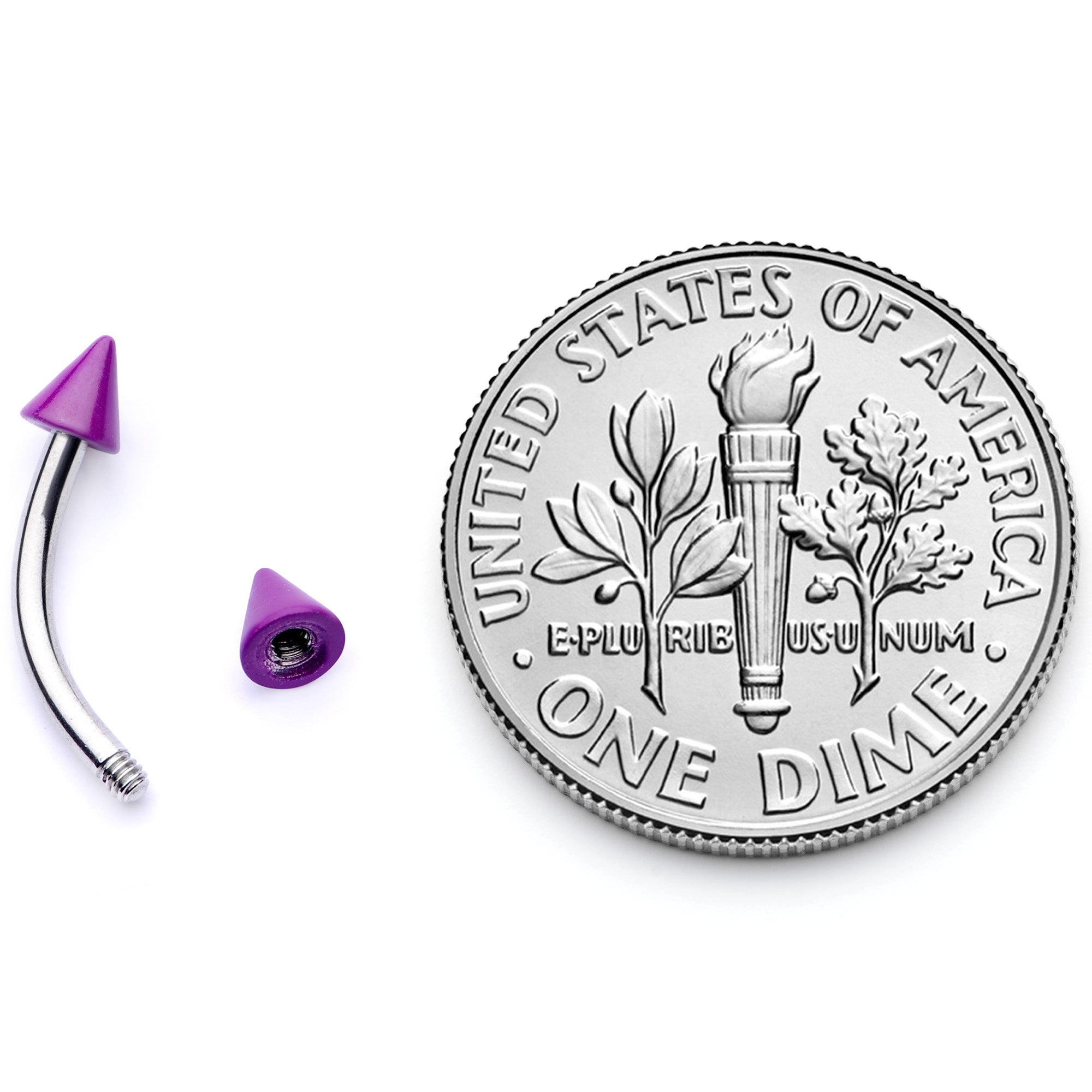 16G 5/16 Purple Cone End Curved Eyebrow Ring