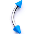16G 5/16 Blue Cone End Curved Eyebrow Ring