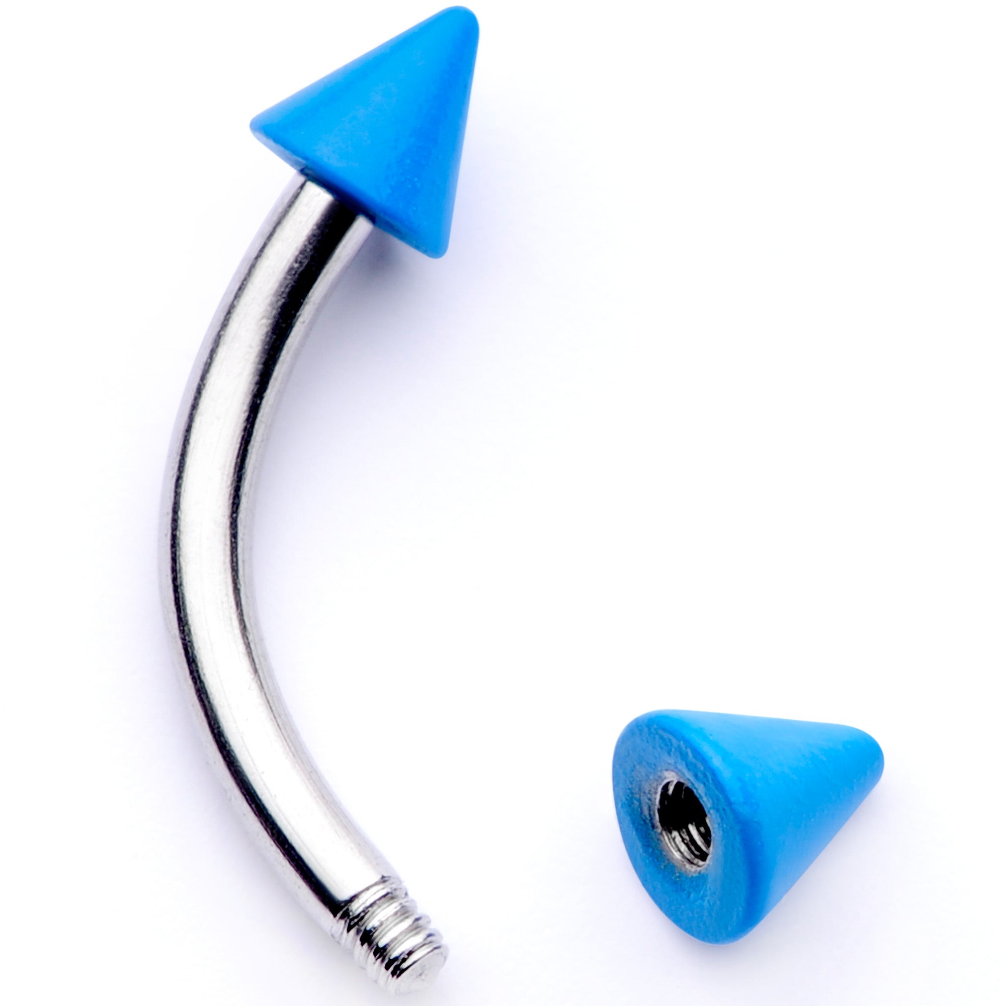 16G 5/16 Blue Cone End Curved Eyebrow Ring