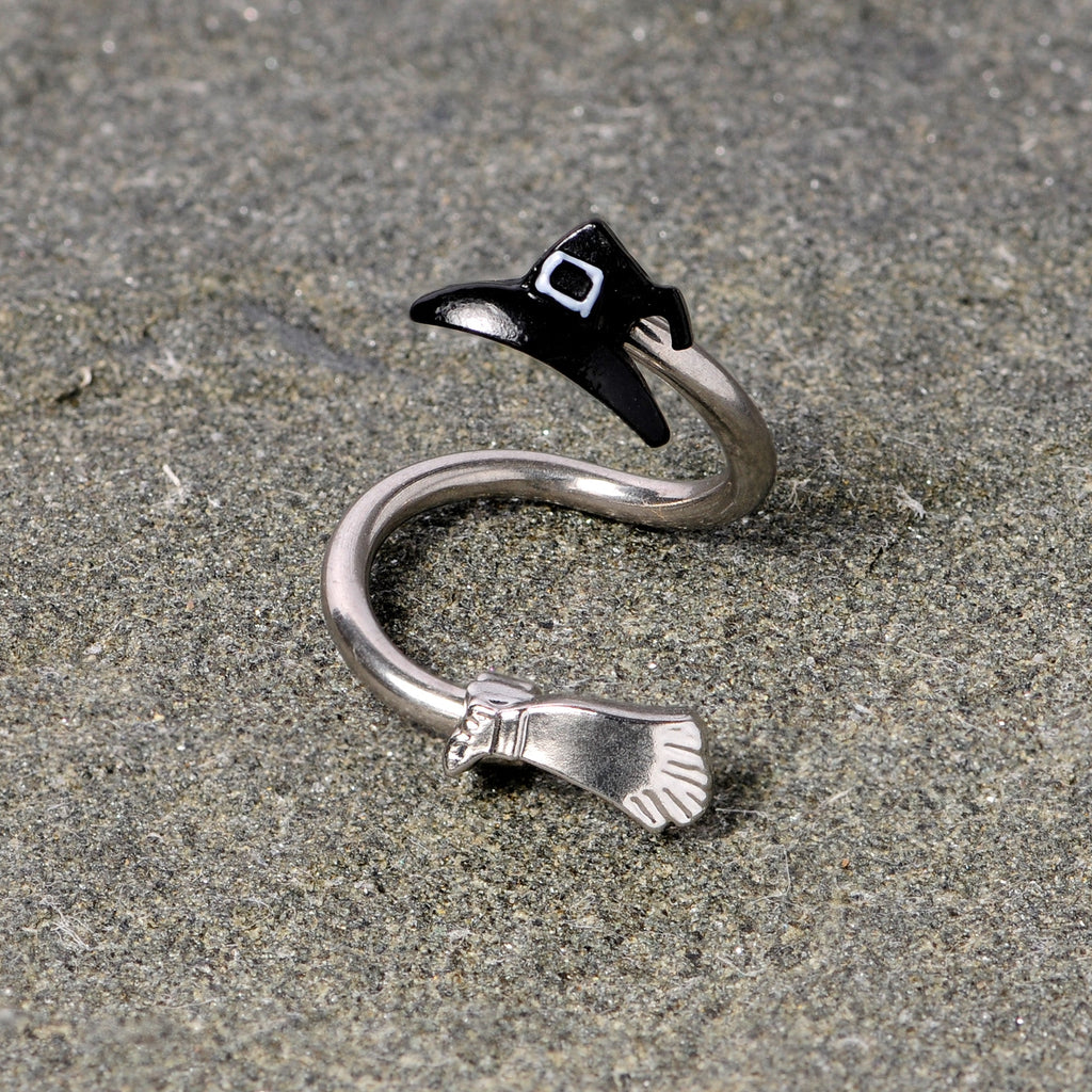 Hat and Broom Im a Witch Kit Halloween Spiral Twister Belly Ring