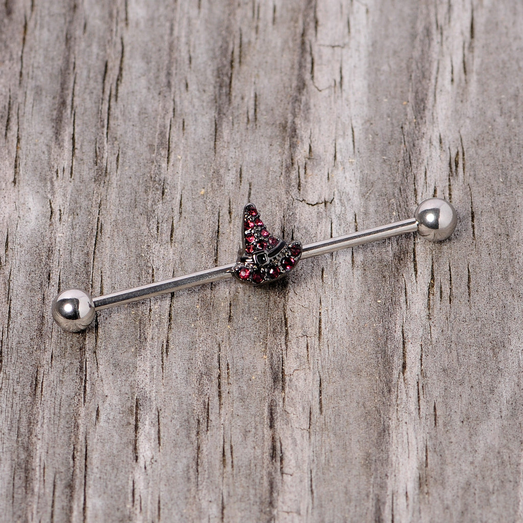 14G Purple Gem Witch Hat Halloween Industrial Barbell 38mm