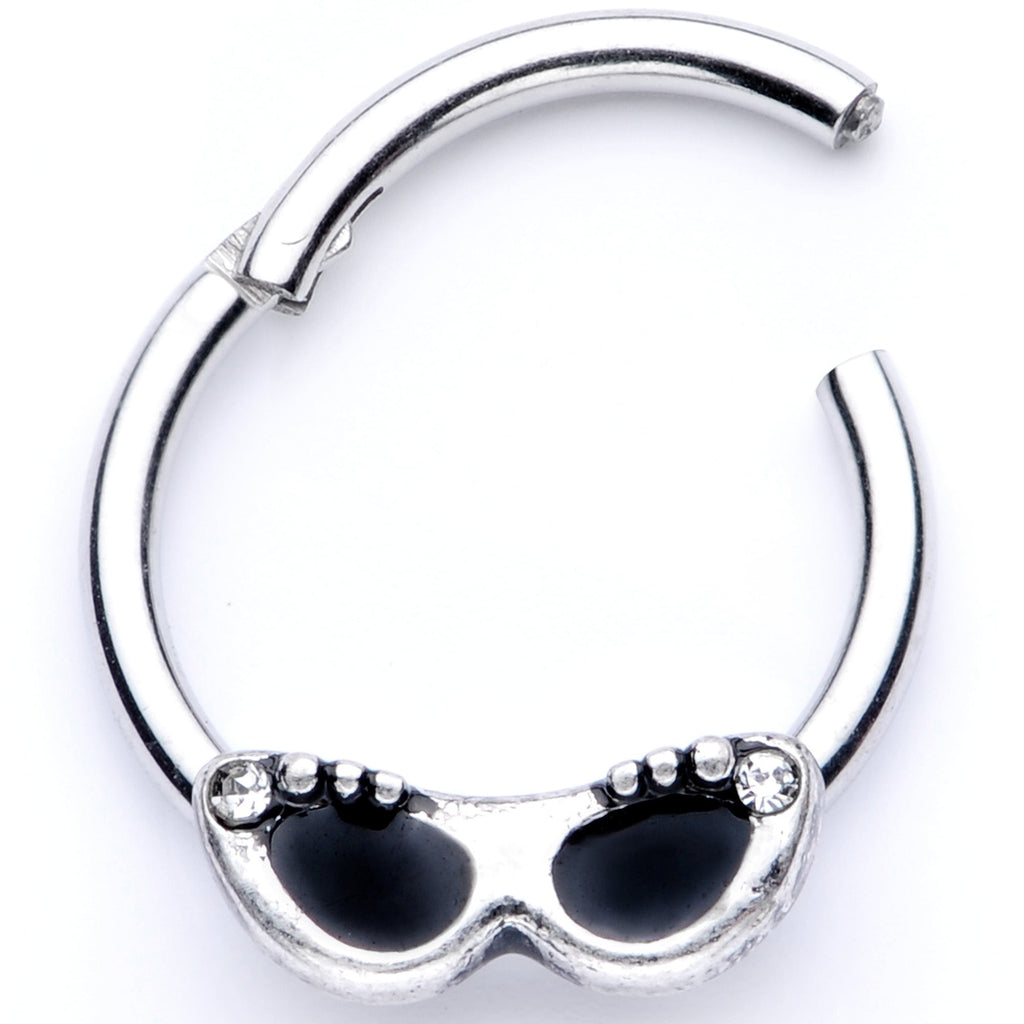 16G 3/8 Clear Gem 50s Retro Summer Sunglasses Hinged Segment Ring