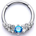 16G 3/8 Clear Blue CZ Gem Arc Hinged Segment Ring