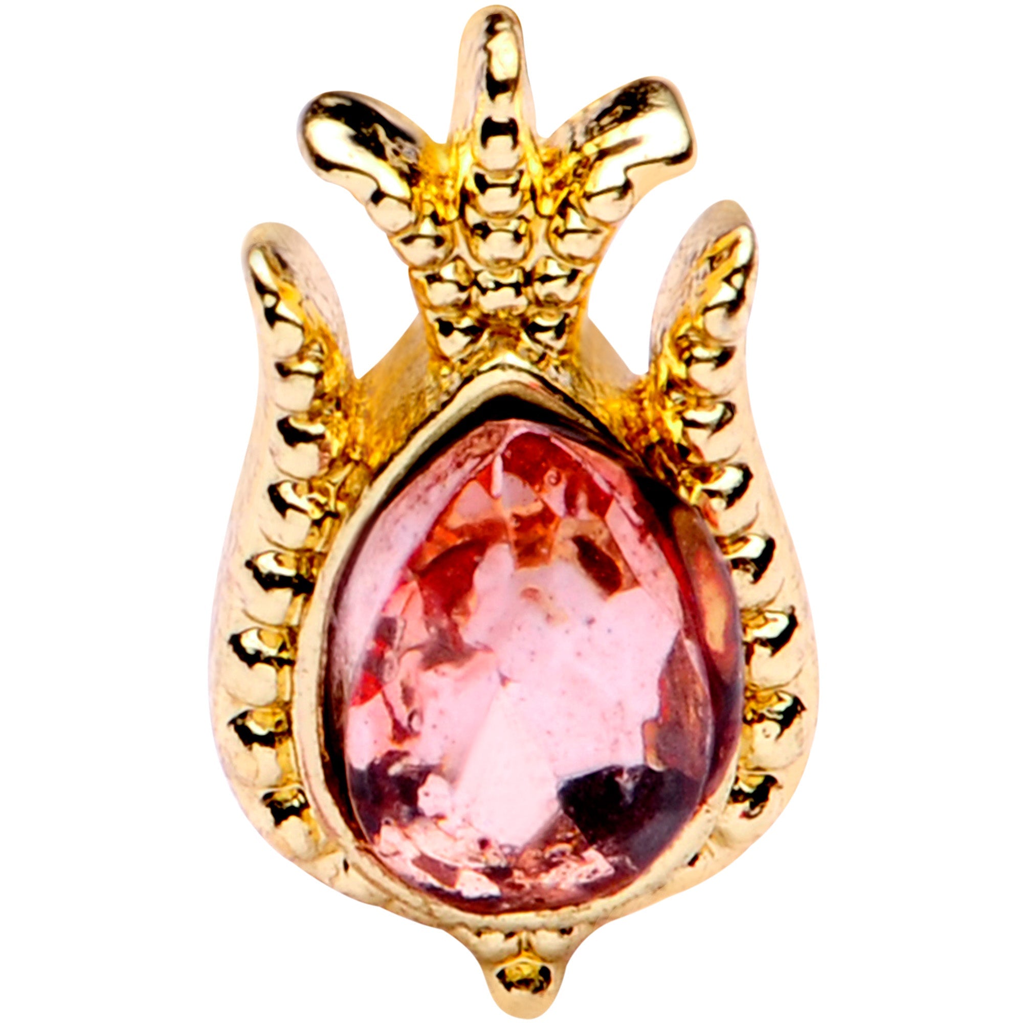 16G 5/16 Pink Gem Gold Tone Tulip Flower Labret Monroe Tragus