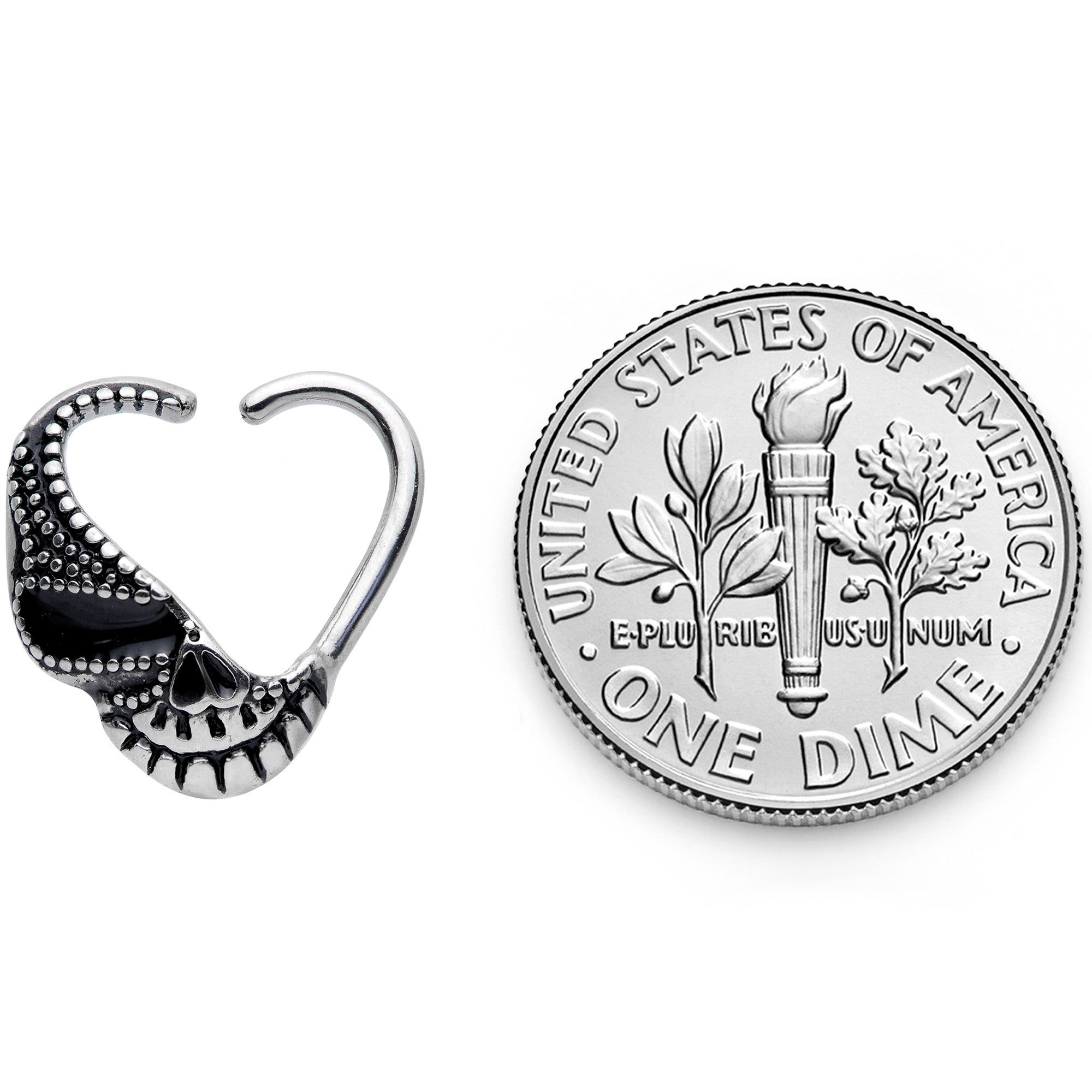 16G 3/8 Skull Halloween Right Heart Closure Ring