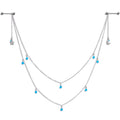 14G 5/8 Blue Gem Moon Star Double Dangle Nipple Chain