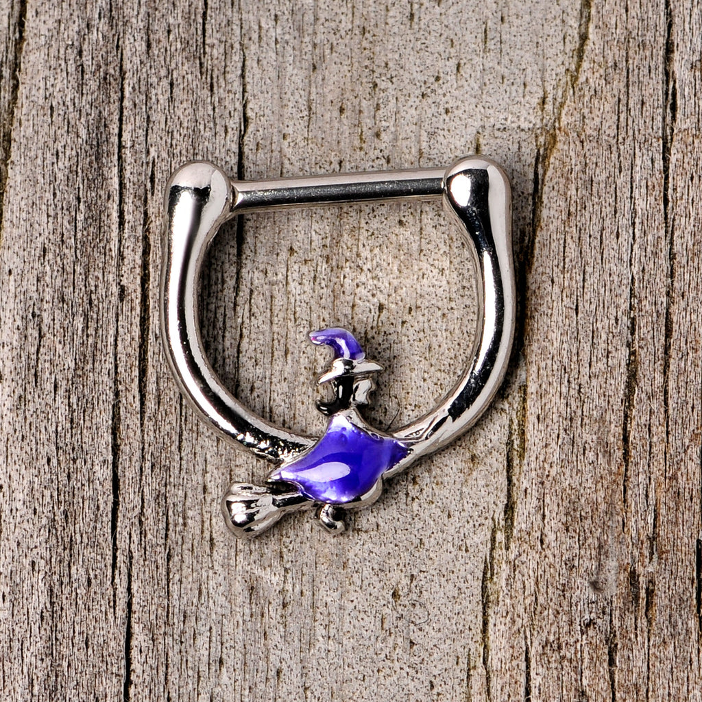 16G 5/16 Blue Spooky Witch Halloween Septum Clicker