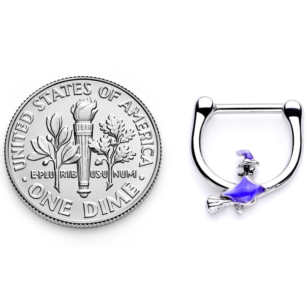 16G 5/16 Blue Spooky Witch Halloween Septum Clicker