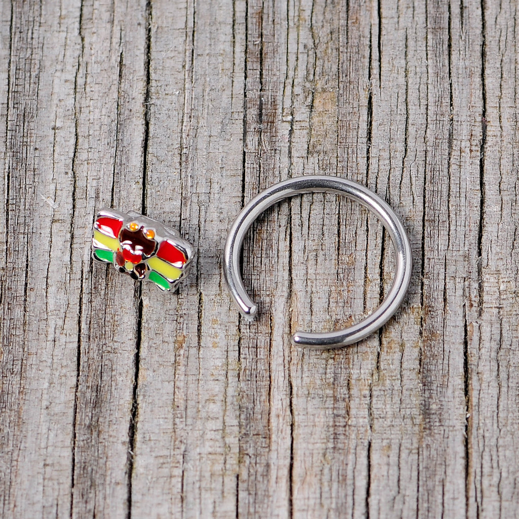16G 3/8 Rasta Turkey Thanksgiving BCR Captive Ring