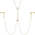 14G 5/8 Clear Gem Gold Tone Sun Heart Star Nipple Chain Necklace