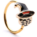 20G 5/16 Gold Tone Black Witch Hat Cat Halloween Nose Hoop