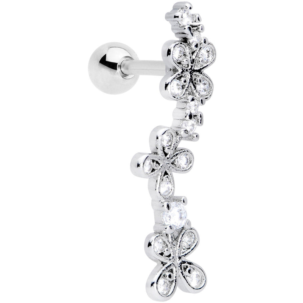 16G 1/4 Clear CZ Gem Loopy Garland Flower Cartilage Tragus