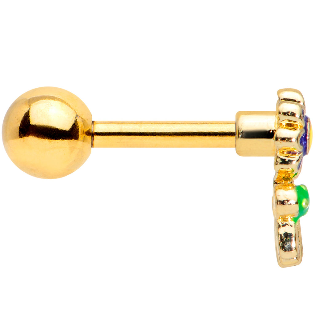 16G 1/4 Gold Tone Snail Flower Cartilage Tragus Earring