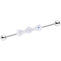 14G Aurora Gem White Flower Industrial Barbell 38mm