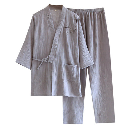 Double-layered Crepe Chinese-style Bamboo-patterned Hanfu Thin Summer Pajamas