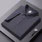 Solid-color Summer Mens Clothing Lapel Half-sleeve High-end Trendy Casual Plain Top