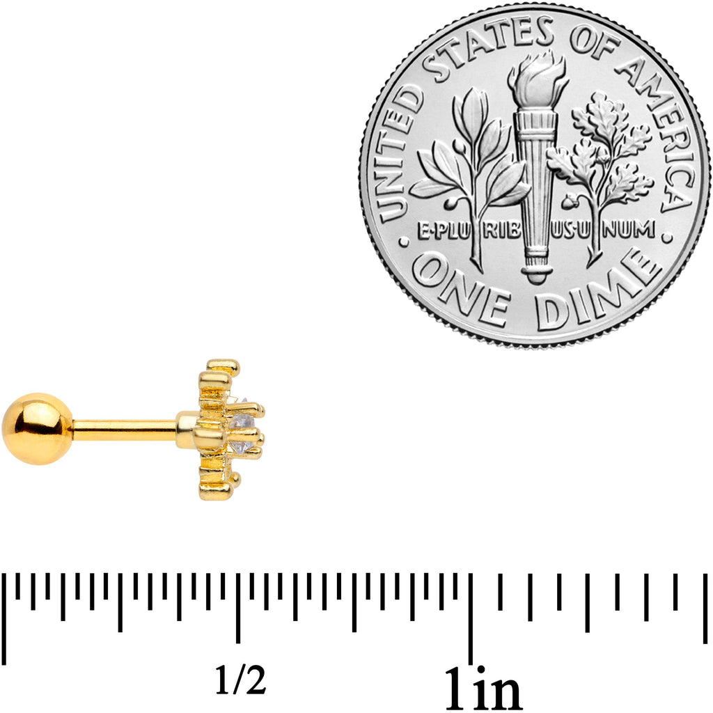 16G 1/4 Clear Gem Gold Tone Winter Snowflake Cartilage Tragus
