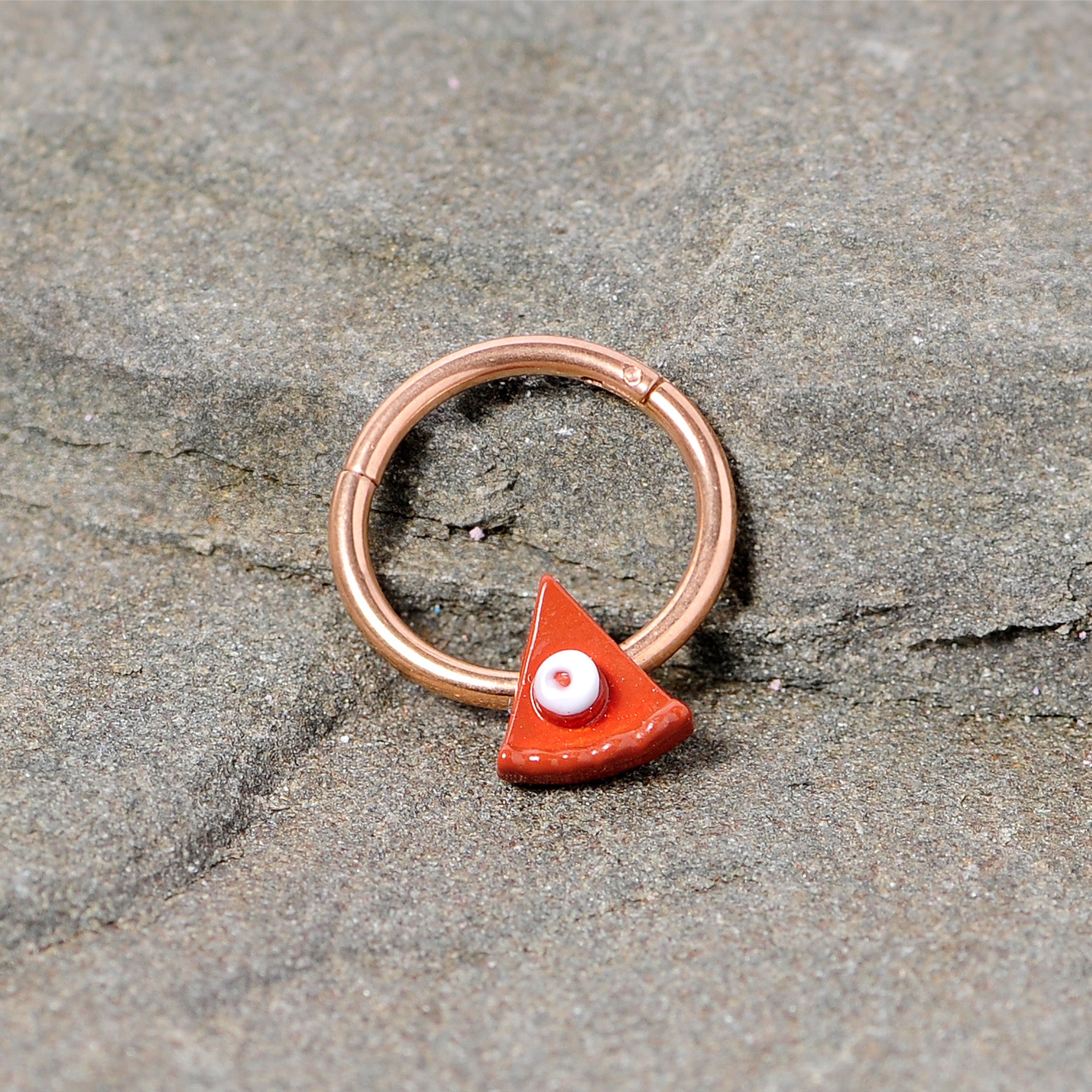 16G 3/8 Rose Gold Tone Pumpkin Pie Holiday Hinged Segment Ring