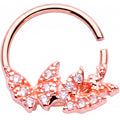 16G 3/8 Clear CZ Gem Rose Gold Tone Trio Butterfly Seamless Ring