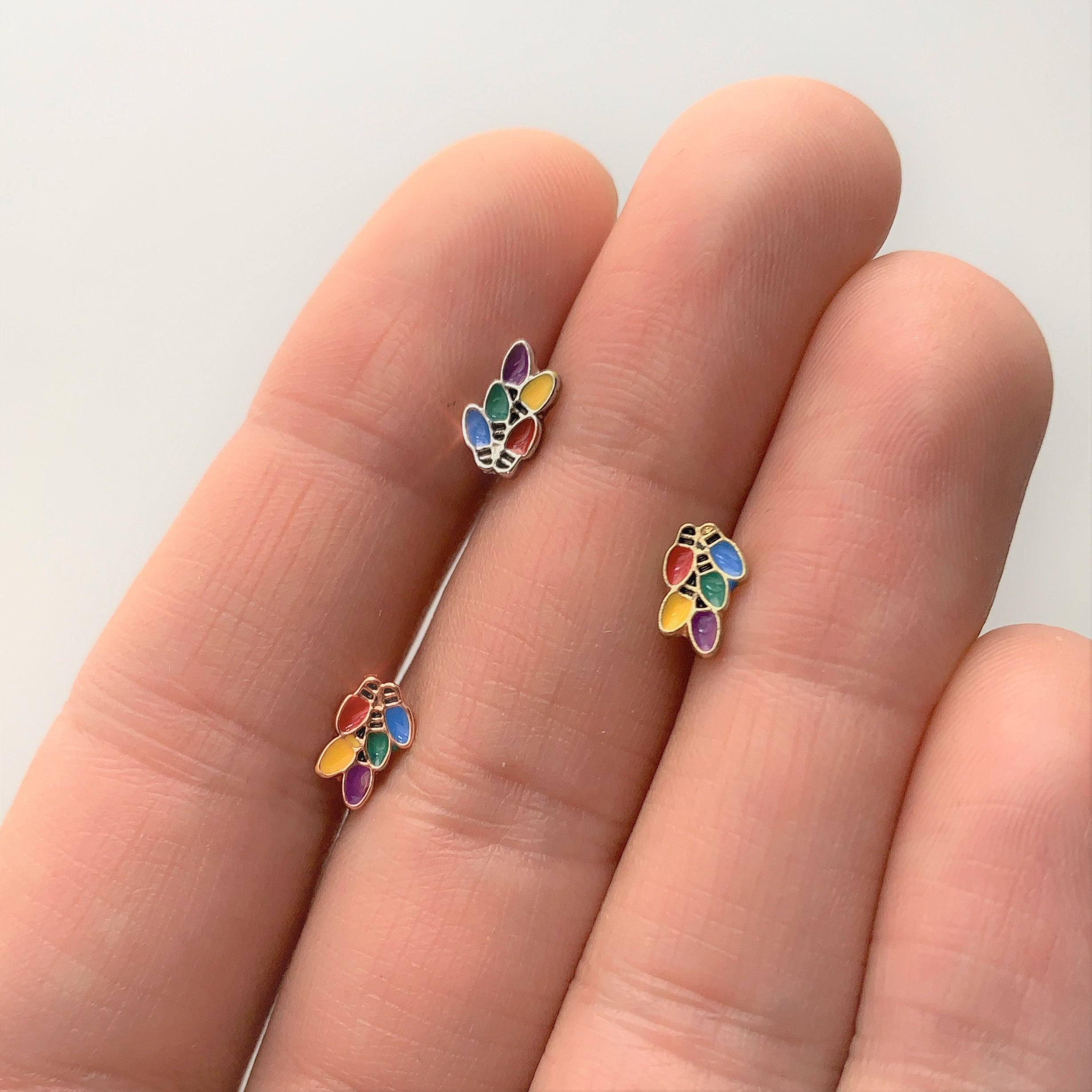 16G 1/4 Rose Gold Tone Christmas Lights Holiday Cartilage Tragus