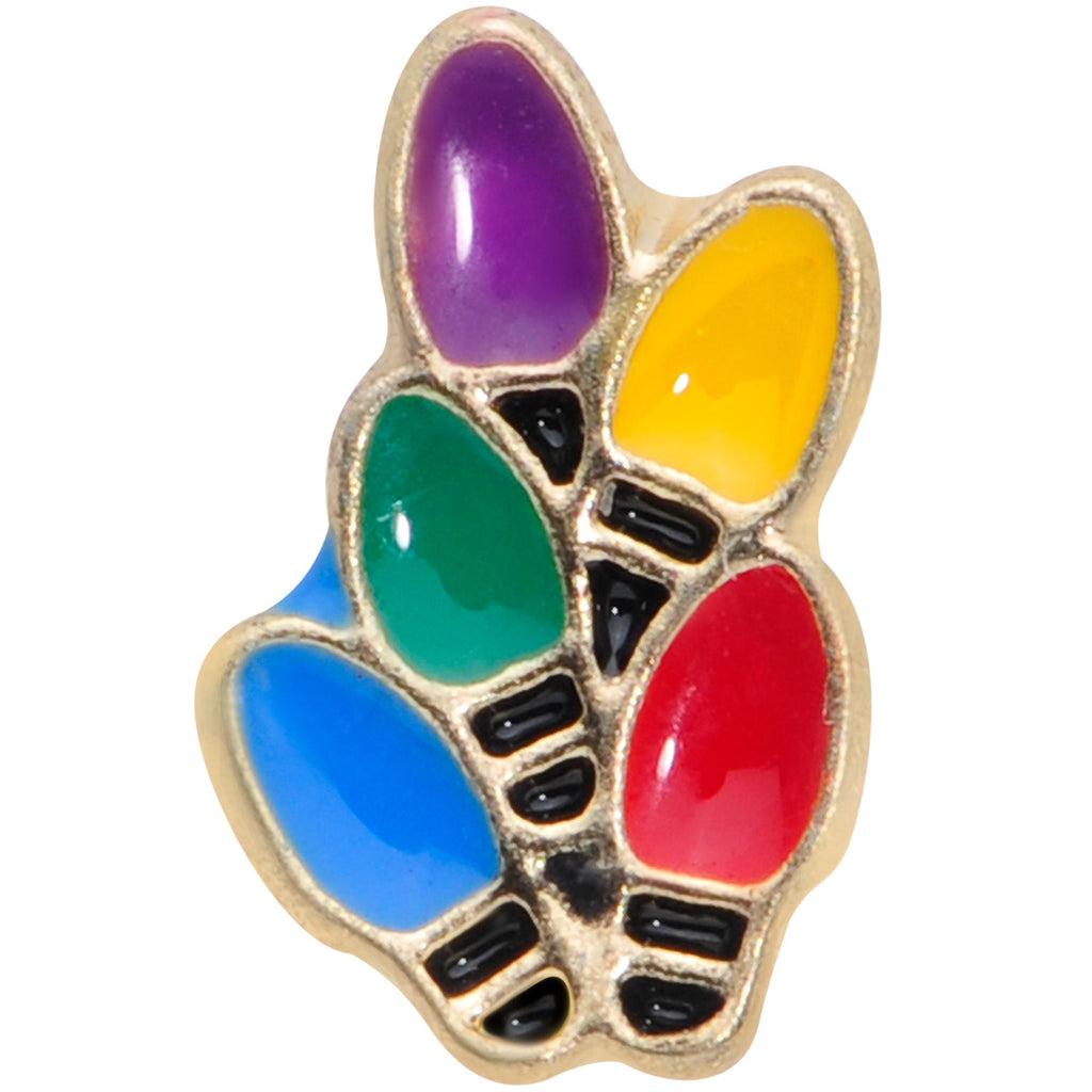 16G 1/4 Gold Tone Christmas Lights Holiday Cartilage Tragus