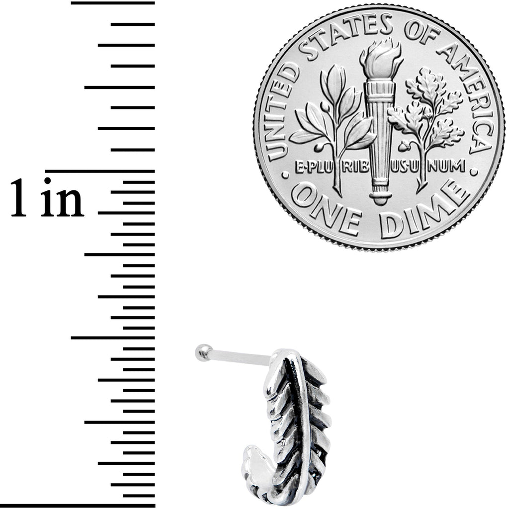 20G 3/8 Steel Feather Faux Hoop Nose Bone