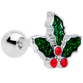 16G 1/4 Red Gem Holly Berry Christmas Cartilage Tragus