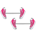 14G 9/16 Pink High Top Sneaker Barbell Nipple Ring Set