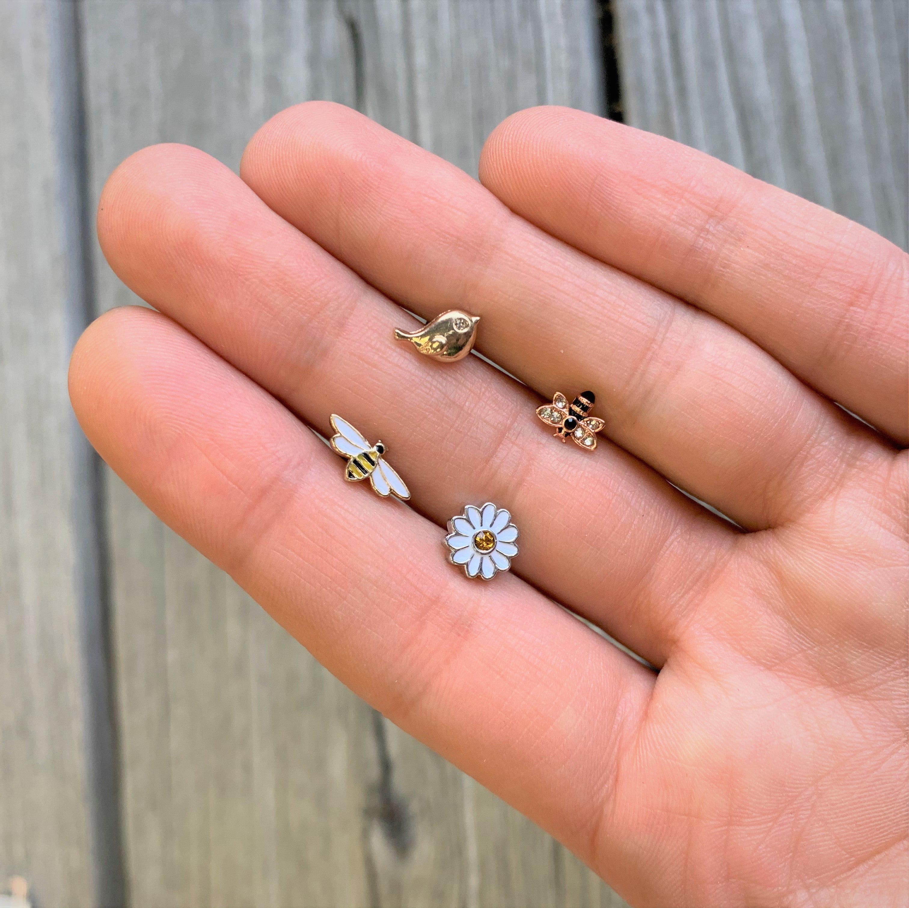 16G 5/16 Clear CZ Gem Gold Tone Little Bird Labret Monroe Tragus