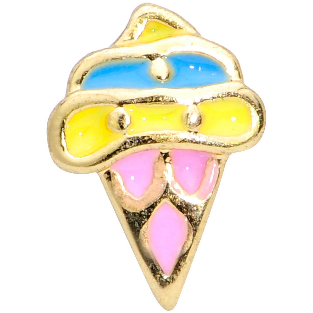 16G 1/4 Gold Tone Pink Blue Ice Cream Cone Cartilage Tragus