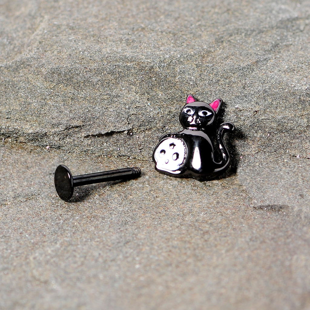 16G 5/16 Black Cat Skull Halloween Labret Monore Tragus