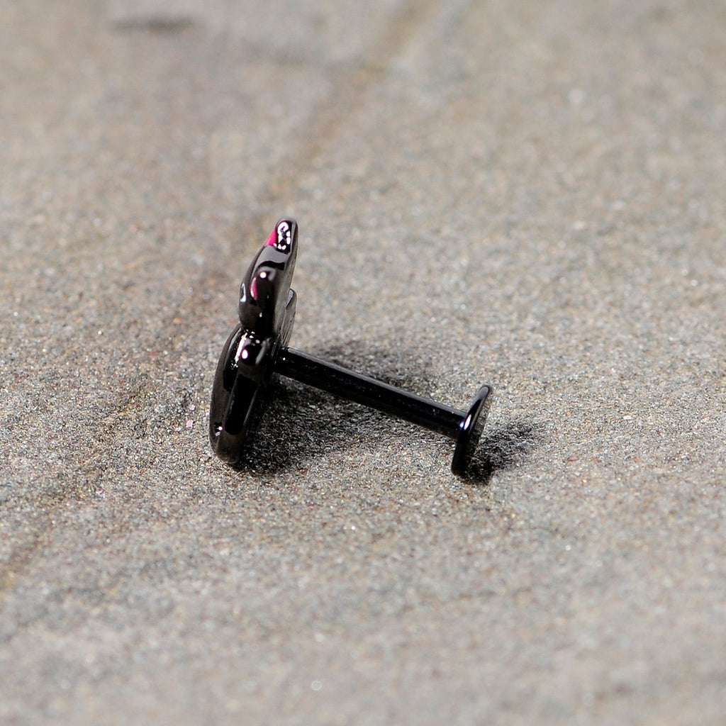 16G 5/16 Black Cat Skull Halloween Labret Monore Tragus