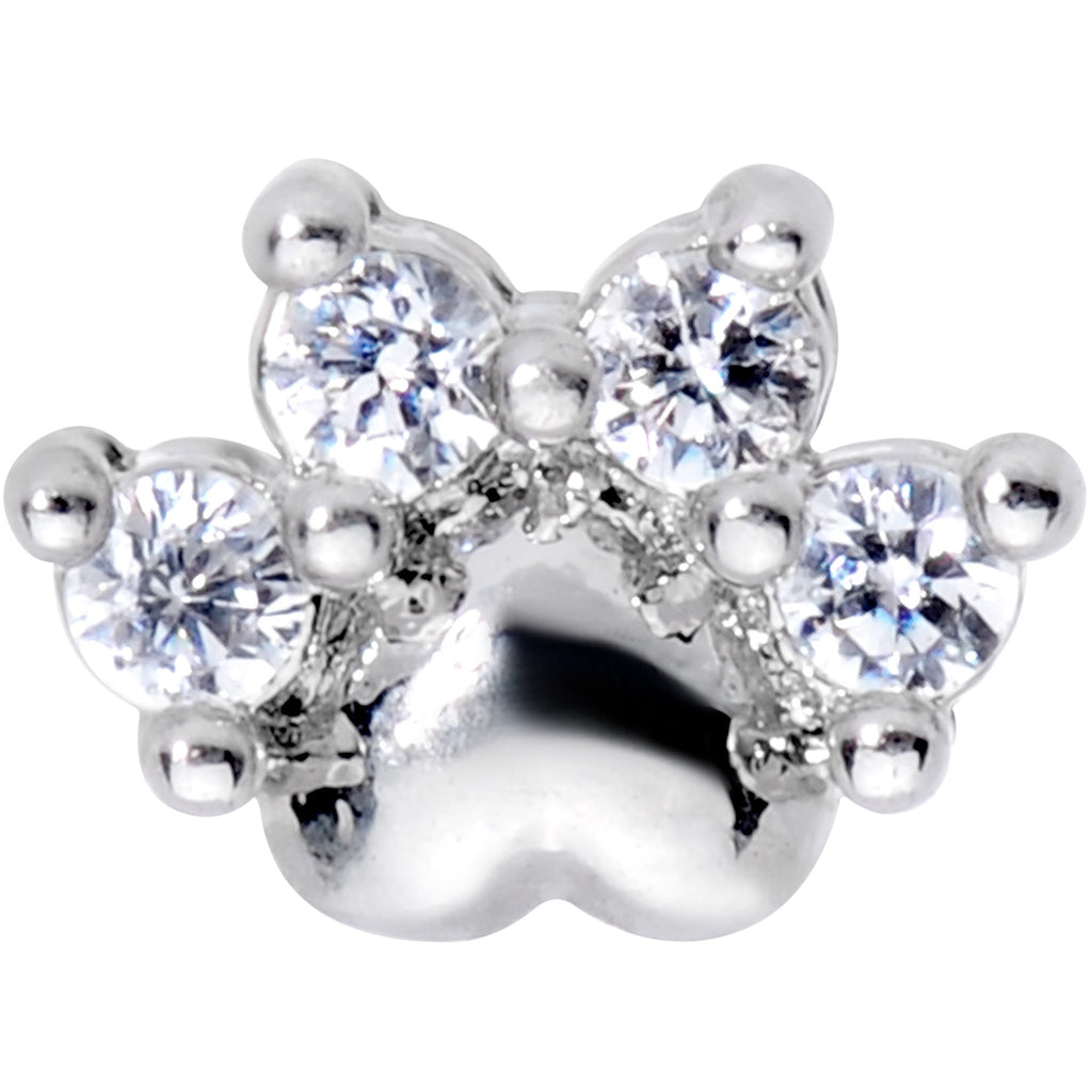 16G 5/16 Clear CZ Gem Paw Print Cat Labret Monroe Tragus