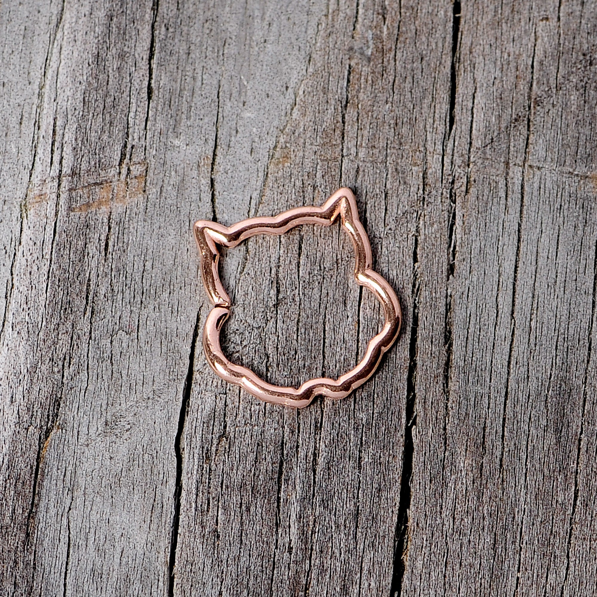 16G 3/8 Rose Gold Tone Barn Owl Halloween Closure Ring