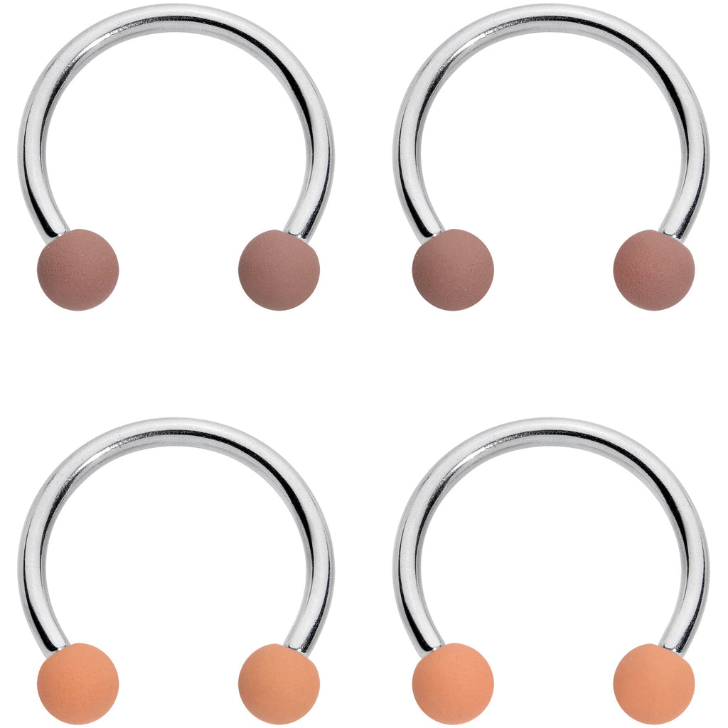 16G 3/8 Brown Tan Matte Horseshoe Circular Barbell Set of 4