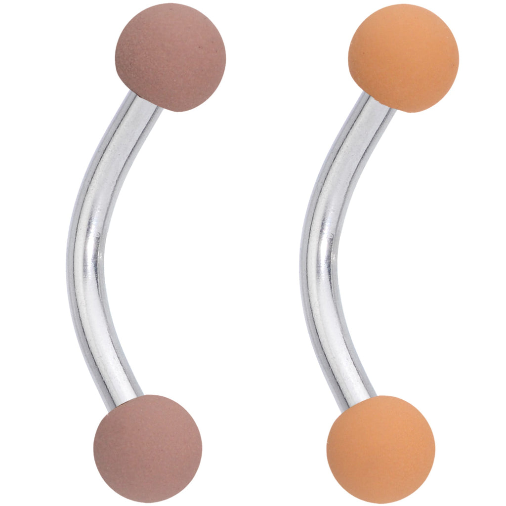 16G 5/16 Peach Tan White Brown Matte Curved Eyebrow Ring Set of 4