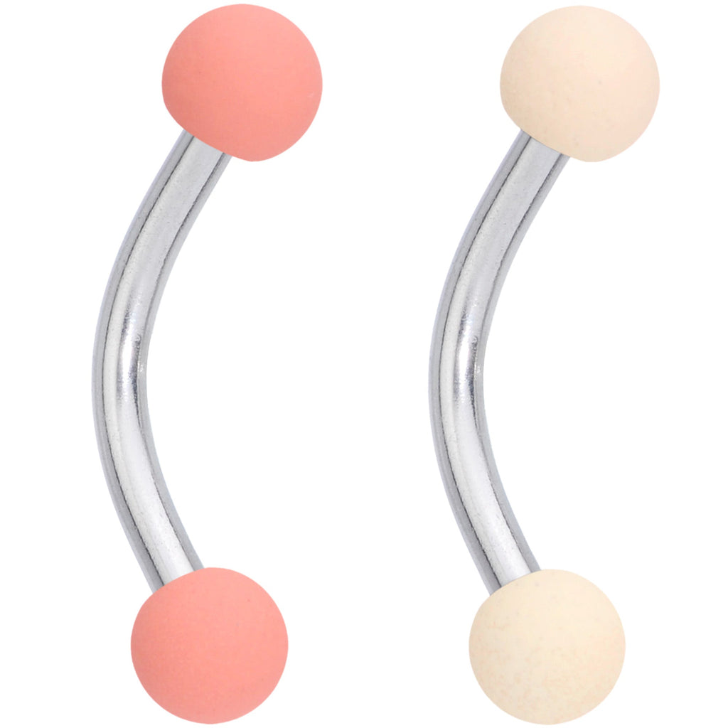 16G 5/16 Peach Tan White Brown Matte Curved Eyebrow Ring Set of 4