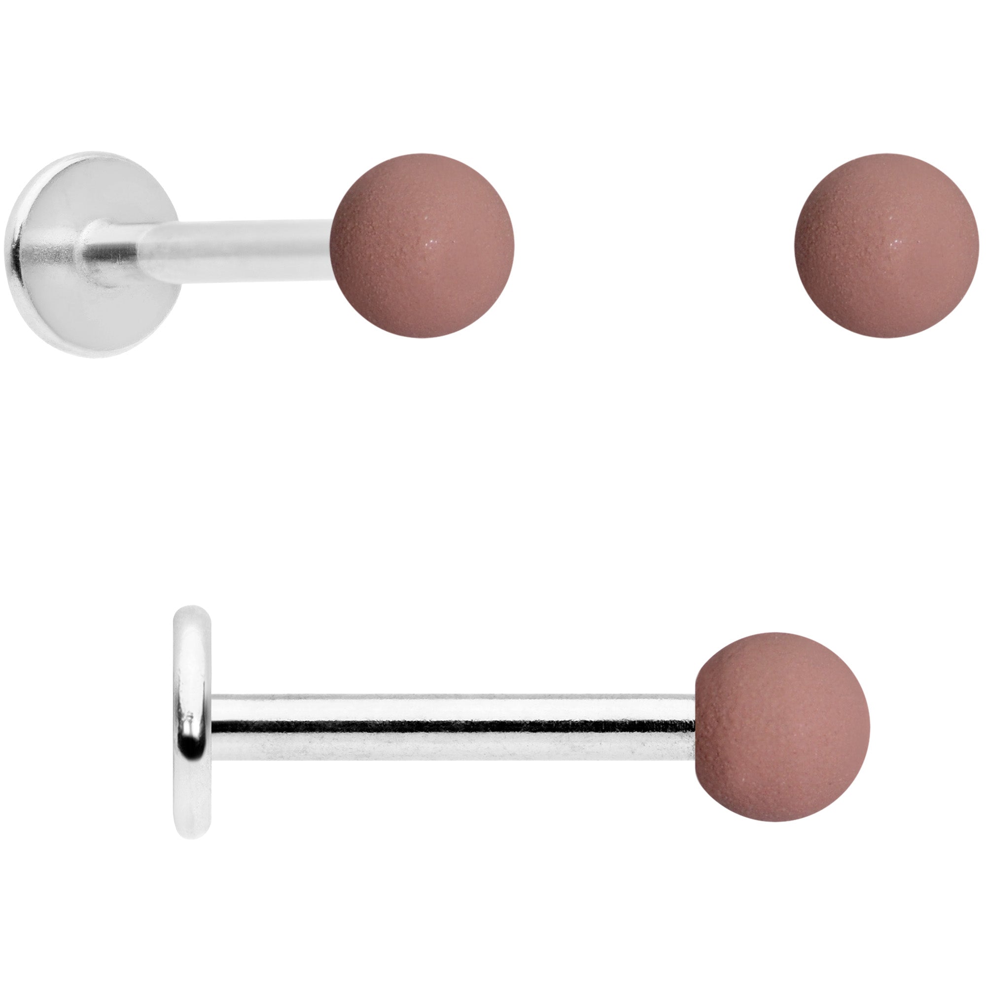 16G 5/16 Peach Brown White Matte Labret Monroe Tragus Set of 4