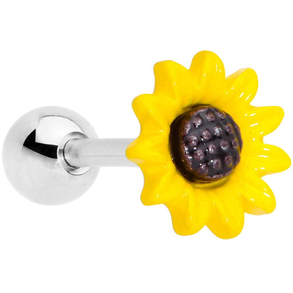 16G 1/4 Yellow Sunflower Cartilage Tragus Earring