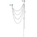 16G 1/4 Aqua Gem Multiple Dangle Cartilage Chain Earring