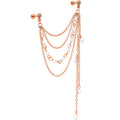 16G 1/4 Clear Gem Rose Gold Hue Dangle Cartilage Chain Earring