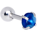 16G 1/4 Blue CZ Gem Smooth Hemisphere Cartilage Tragus Earring